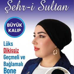 Şehr-i Sultan Büyük Kalıp Lüks Dikişsiz Geçmeli ve Bağlamalı Bone (10'li Paket)