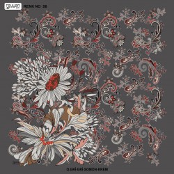 (5'li Paket) Efsane Desen Reyyan İpek 100 Cm Desenli Oyalık Yazma REYYAN-58