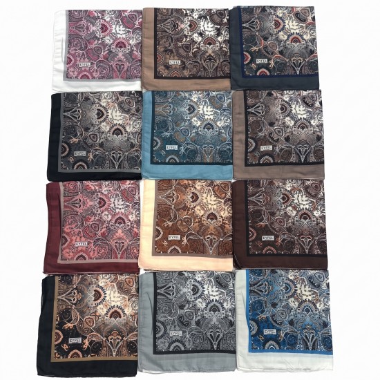 Eyfel Etnik Desen 120*120 Büyük Boy Pamuklu Eşarp (12'li Paket)