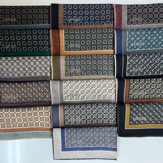 Lopres's Monogram Desen Kenarı El Dikişli Soft Pamuklu Eşarp