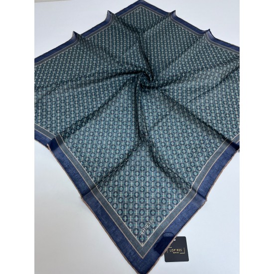 Lopres's Monogram Desen Kenarı El Dikişli Soft Pamuklu Eşarp