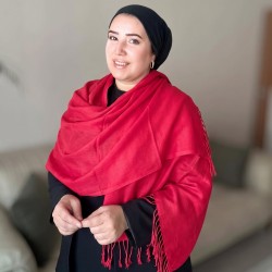 (5'li Paket) 120 gr Püsküllü Paşmina Şal (Fuşya)