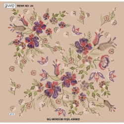 (5'li Paket) Reyyan İpek Kanaviçe Desen 100 Cm Desenli Oyalık Yazma REYYAN-24