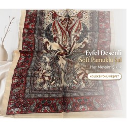 Eyfel Desenli Soft Pamuklu Şal