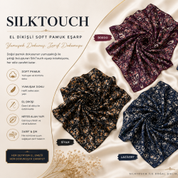 Silktouch El Dikişli Nadir Desen Soft Pamuklu Eşarp